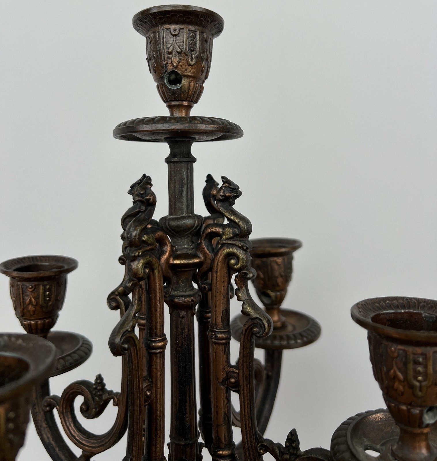Candelabra Antique French Brass Marble 5 Arm Ornate Candle Holder Lot 4936 photo Home Decor