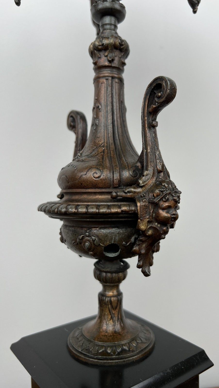 Home Decor Candelabra Antique French Brass Marble 5 Arm Ornate Candle Holder Lot 4936 photo