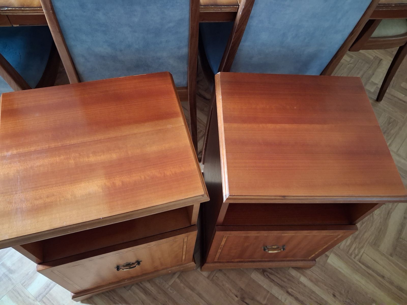 Pair Retro Bedside Beithcraft Cabinets Inlaid Mahogany Teak photo for sale
