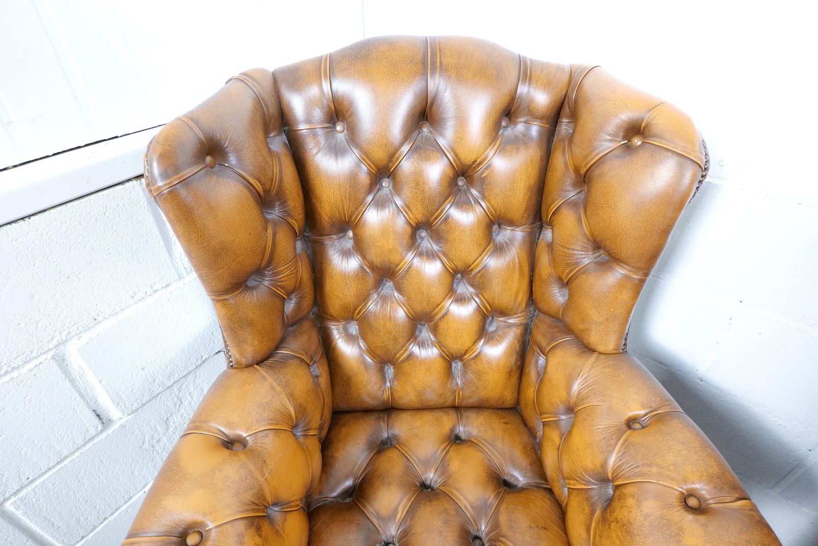 photo for sale Chesterfield Queen Anne 4 Piece Leather Suite Cigar Brown