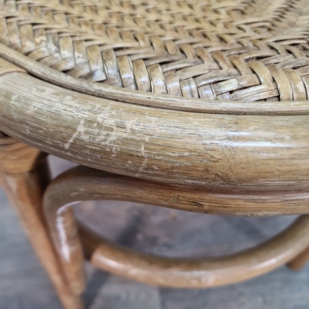 Vintage Rattan Wicker Chair Small Childs Bamboo Tub Style Seat Display Retro photo vinterior