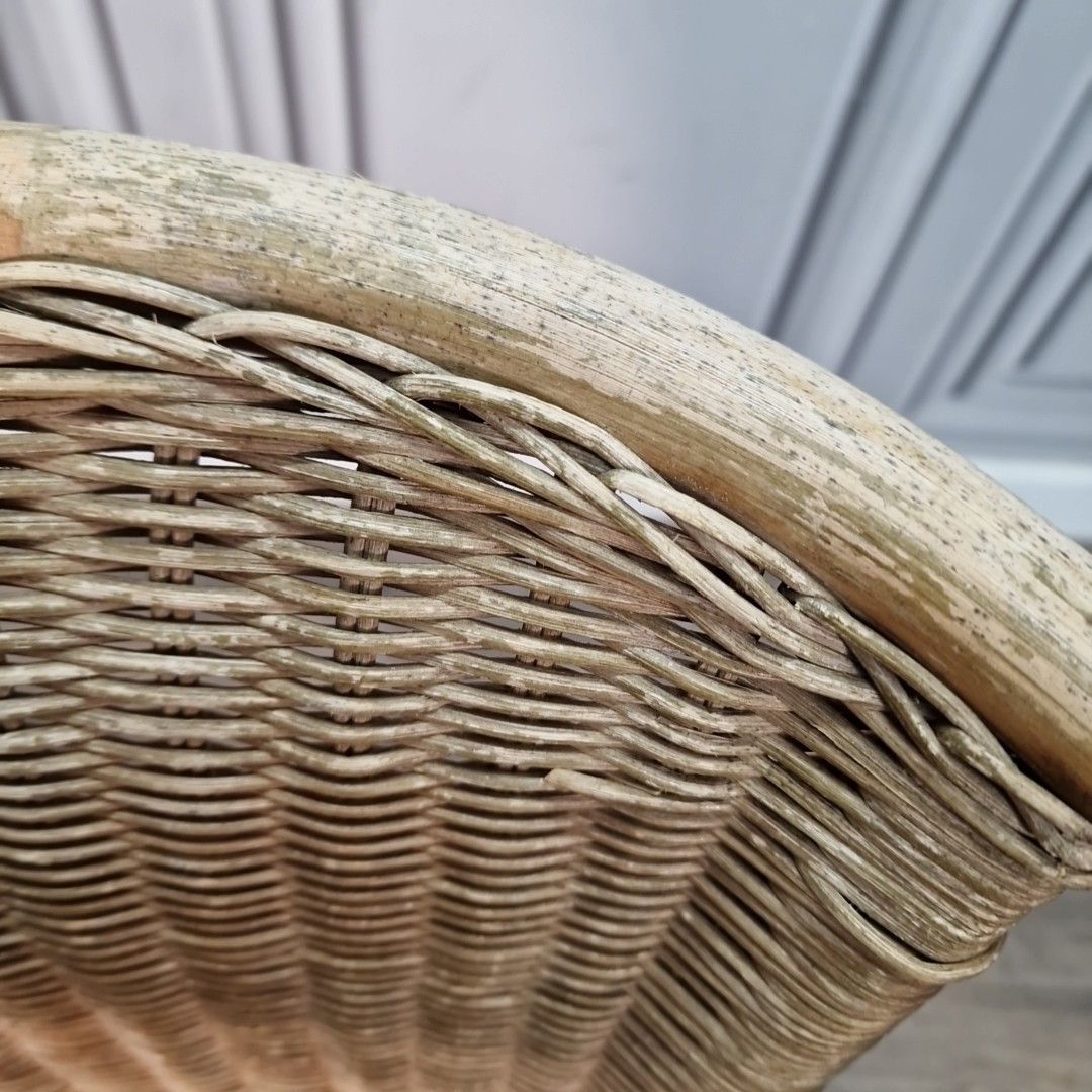 photo furniture Vintage Rattan Wicker Chair Small Childs Bamboo Tub Style Seat Display Retro