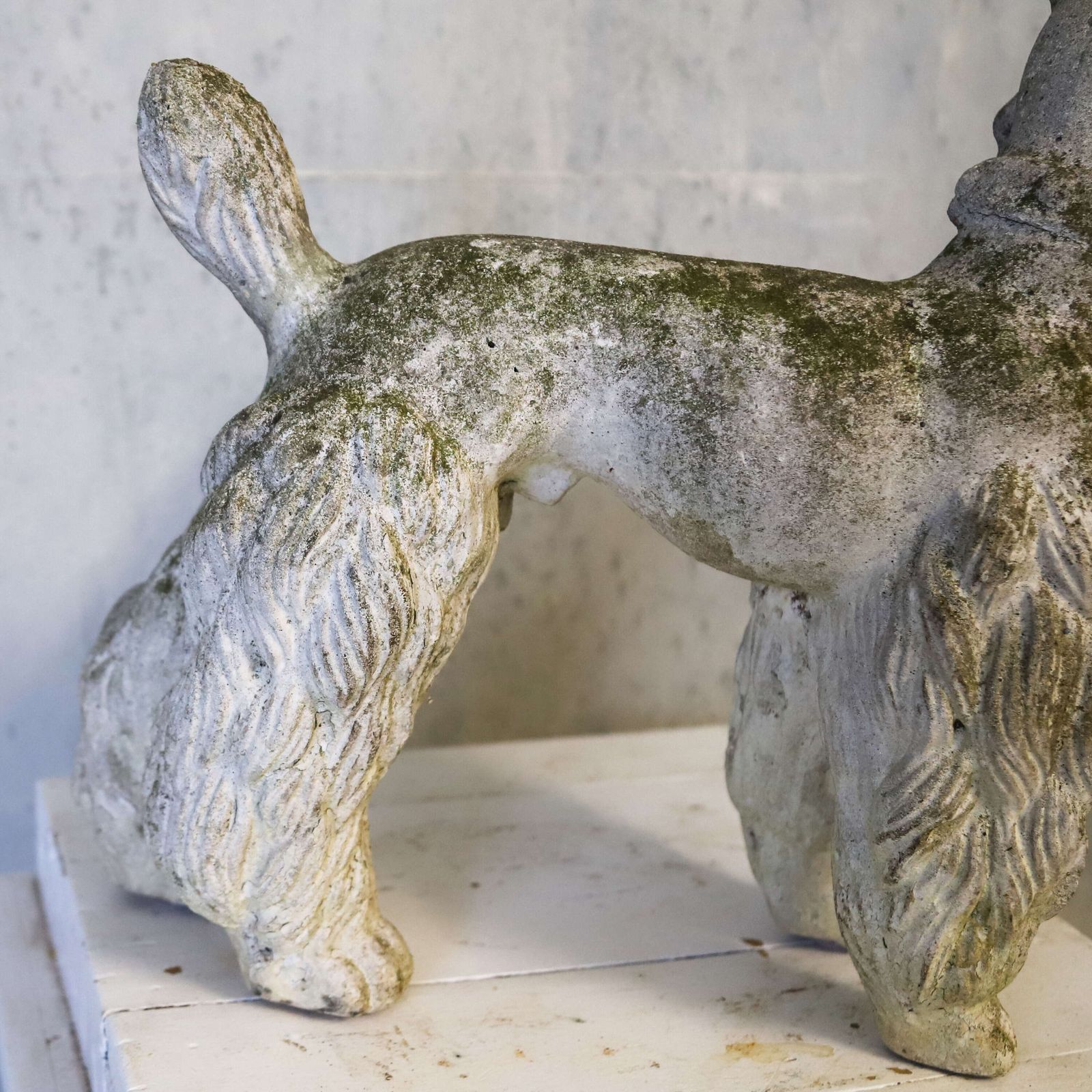 Decorative Playful Mid‑Century Composite Stone Poodle Figure With Original Paint C.1950 photo vintage
