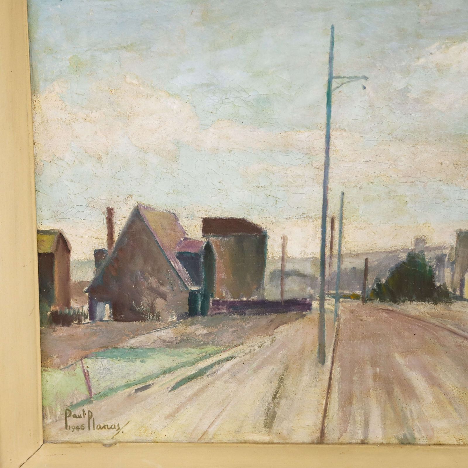 Paul Planas (French, 20th C.)   La Rue Des Meuniers, Bagneux, 1946   Oil On Canvas photo for sale