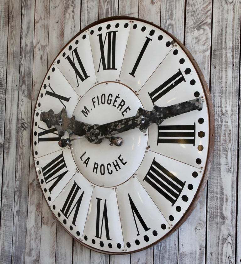 photo furniture Large French Turn Of The Century White Enamelled Clock Face From La Roche