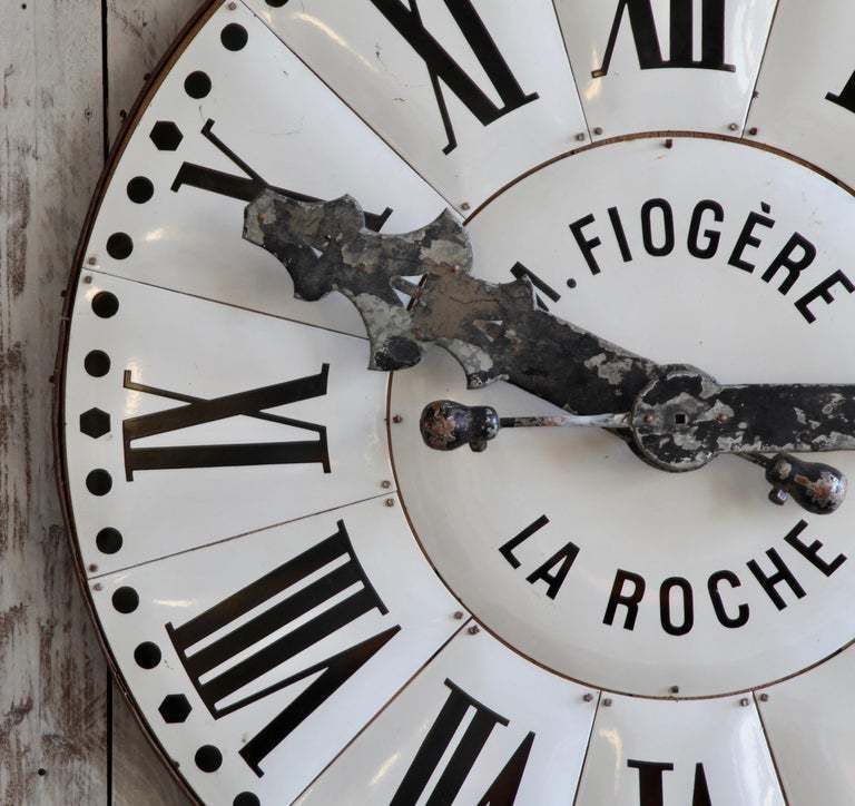 4900.0 Large French Turn Of The Century White Enamelled Clock Face From La Roche photo