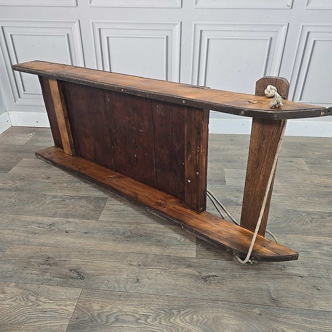 photo buy Antique Wooden Sledge Sleigh Rustic Decorative Garden Display Wall Shelf Vintage