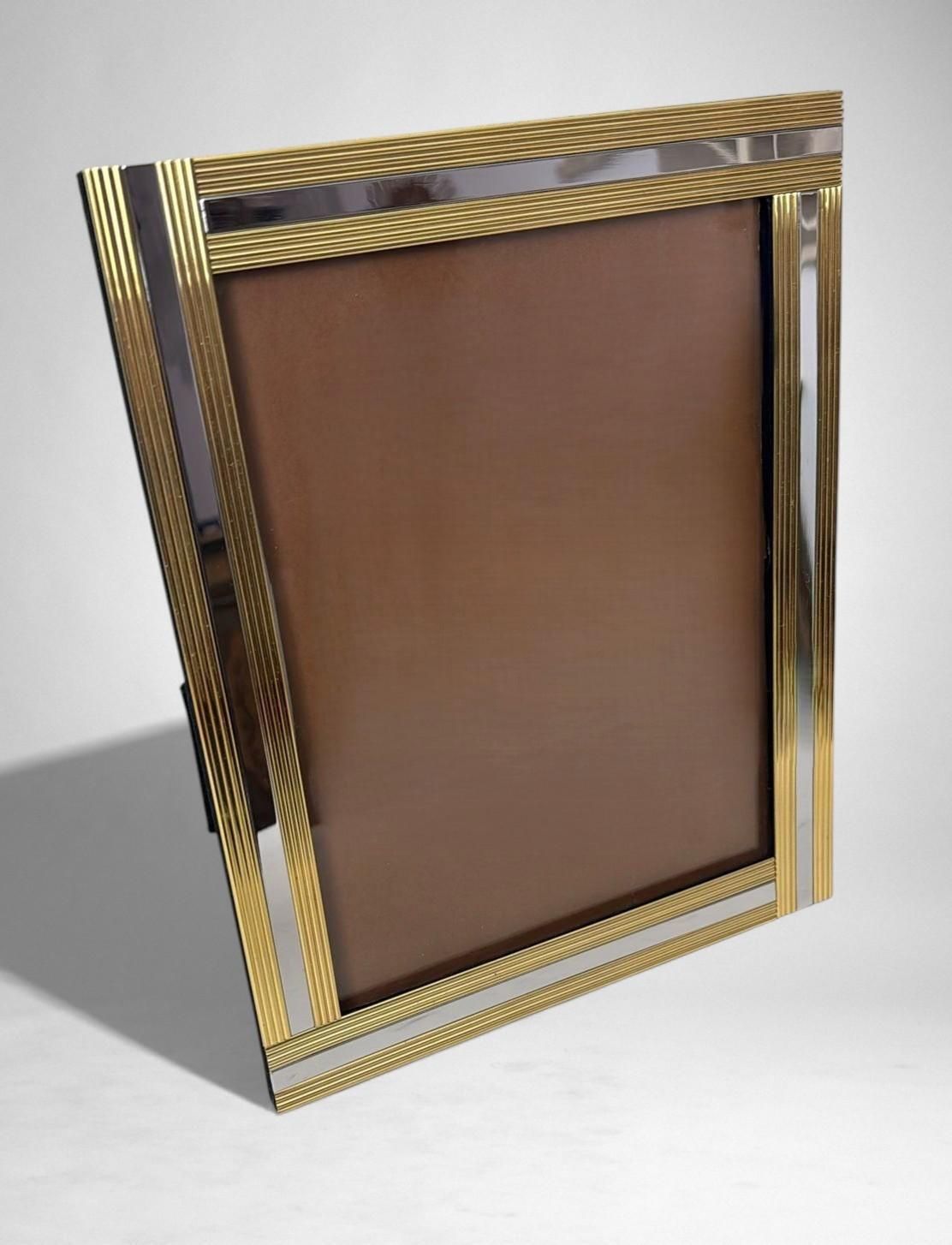 Romeo Rega Style Italian Brass And Steel Picture Frame photo for sale