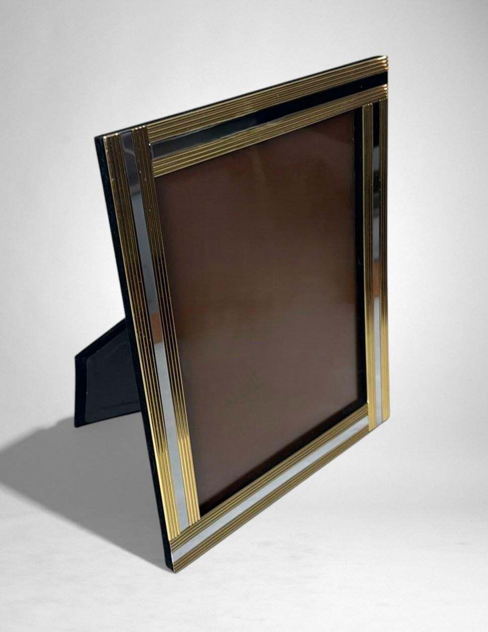photo vintage Romeo Rega Style Italian Brass And Steel Picture Frame