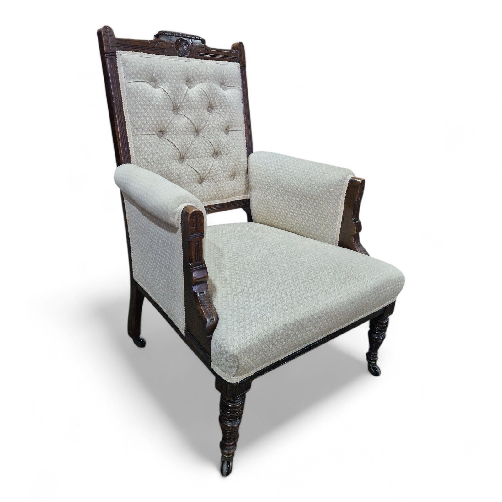 Victorian Fireside Chair Antique Carved Occasional Salon Chair Bedroom Chair