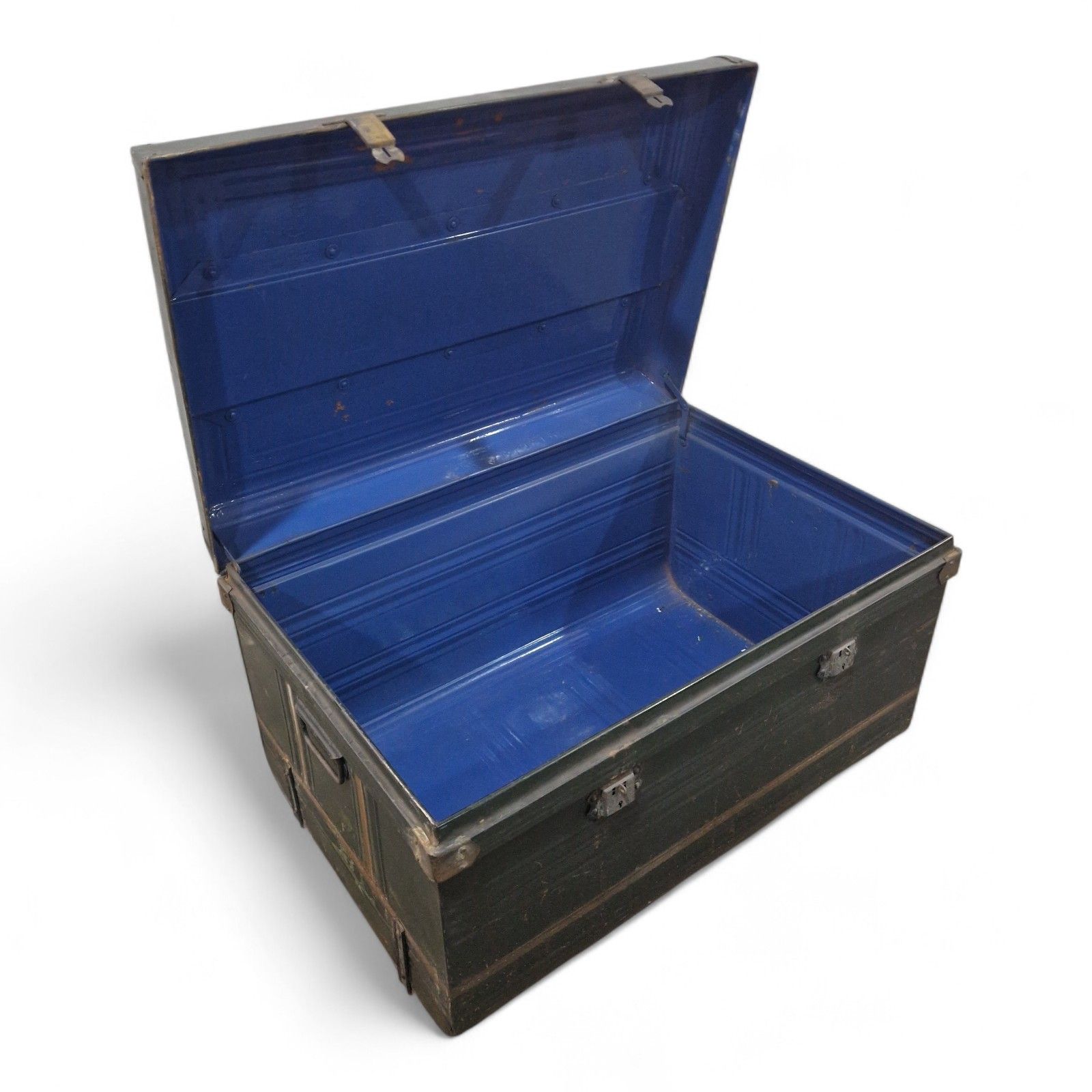 Vintage Metal Storage Trunk Large Industrial Box Metal Storage Chest
