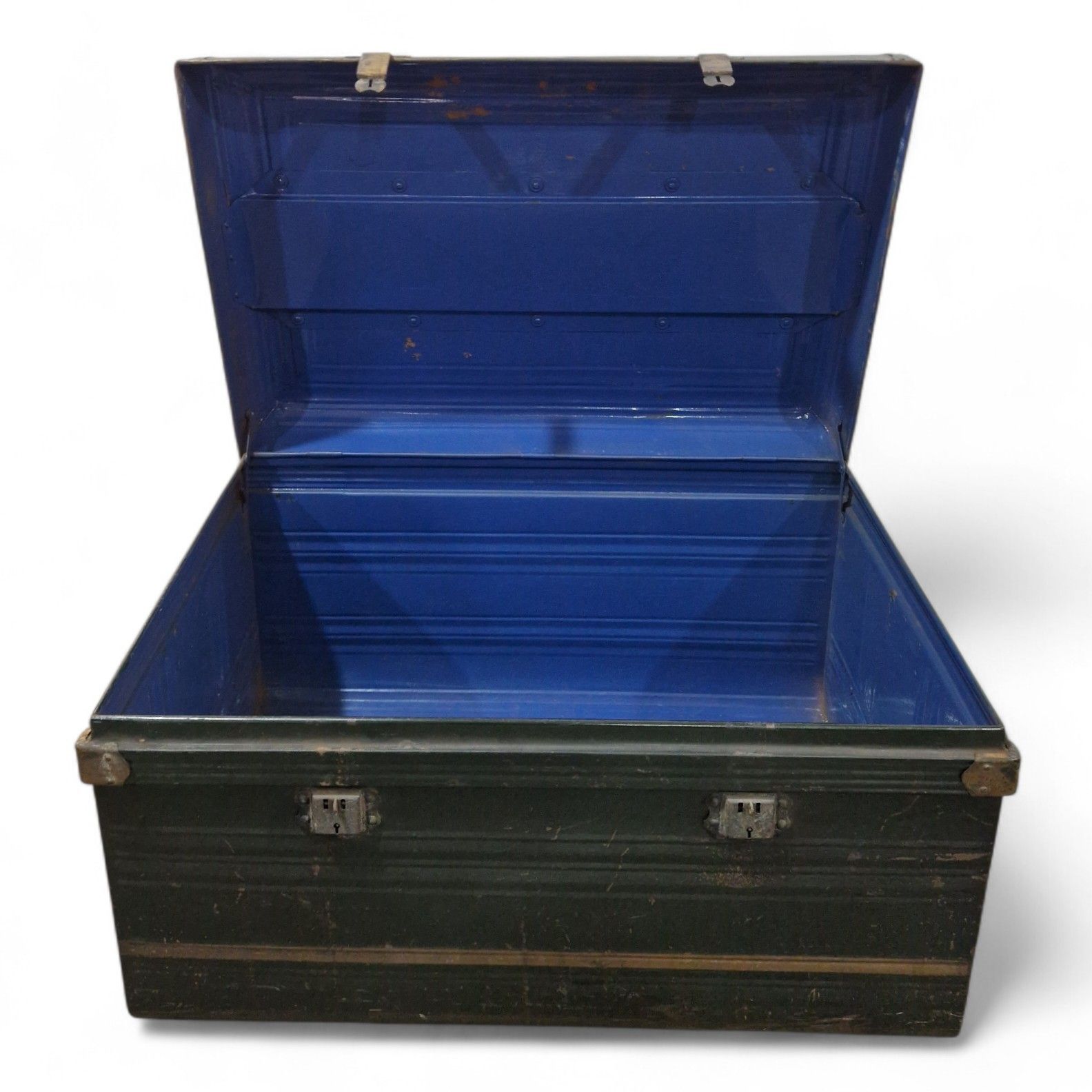 Furniture Vintage Metal Storage Trunk Large Industrial Box Metal Storage Chest photo