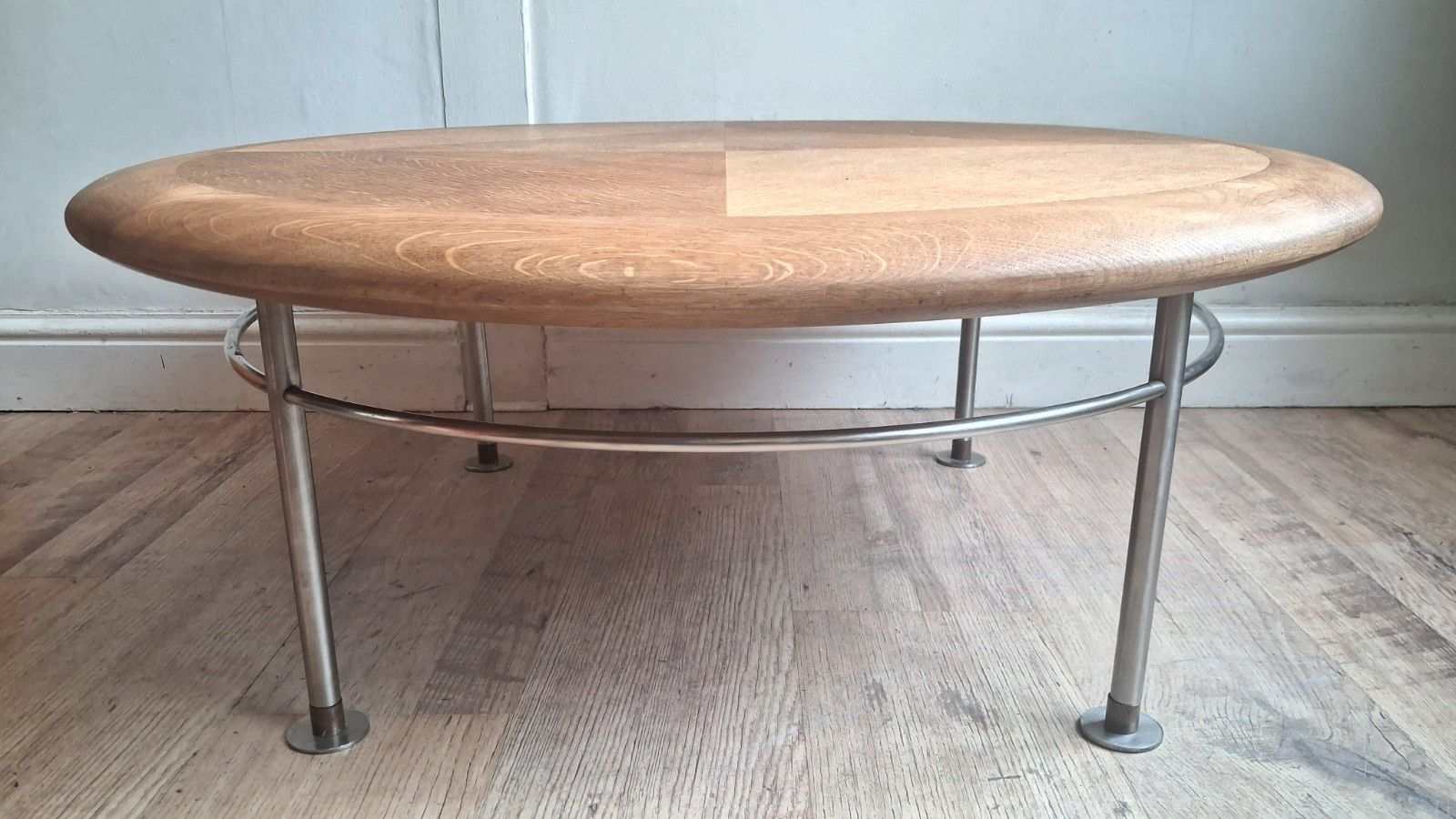 Modernist /Bauhaus Mid Century  Oak And Industrial Metal Drinks/Coffee Table photo for sale