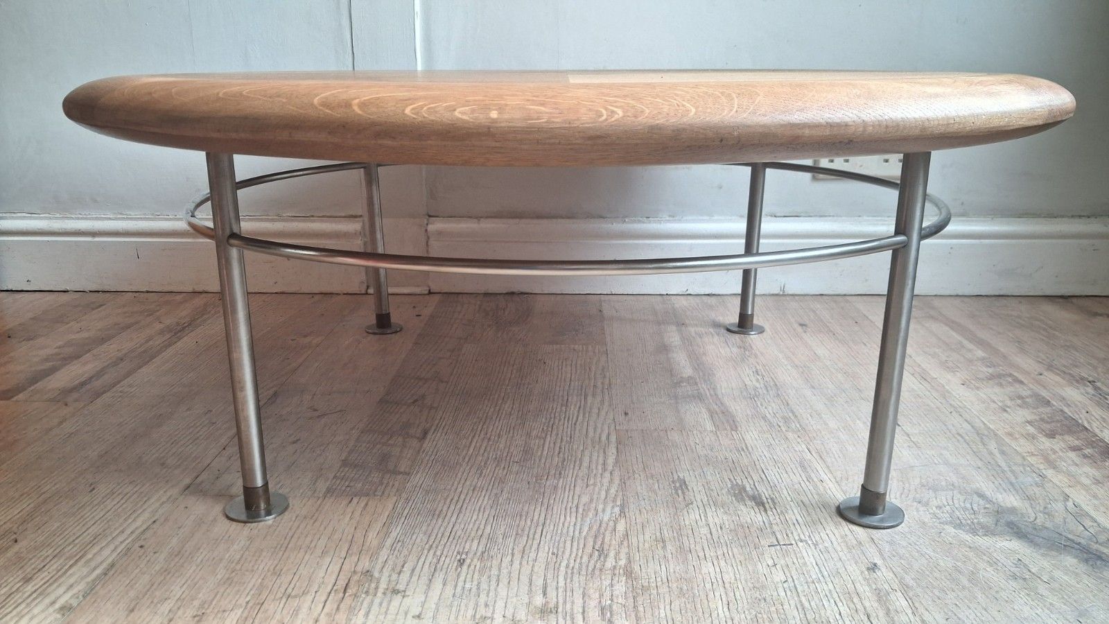Modernist /Bauhaus Mid Century  Oak And Industrial Metal Drinks/Coffee Table photo vinterior