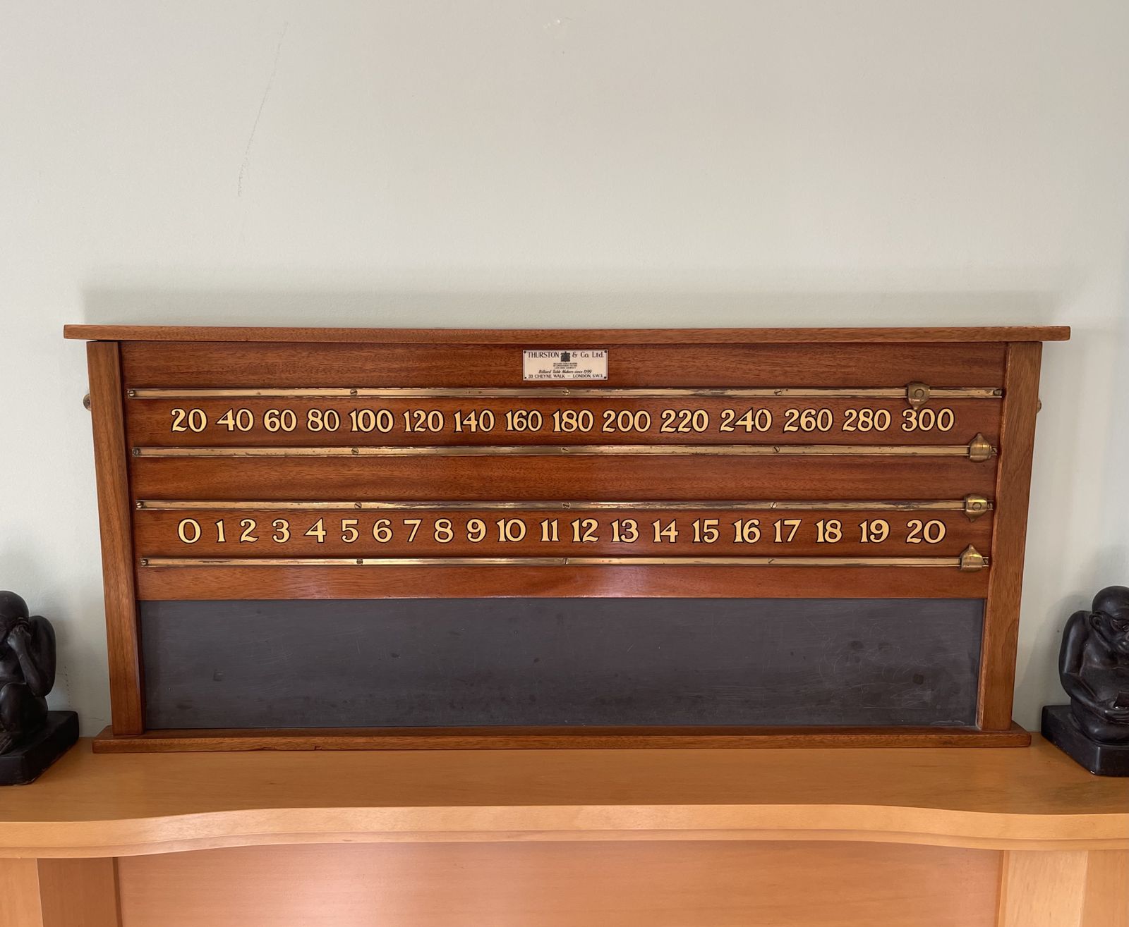 Antique Thurston And Co Ltd Mahogany Snooker And Billiards Score Board Mid 20th Century