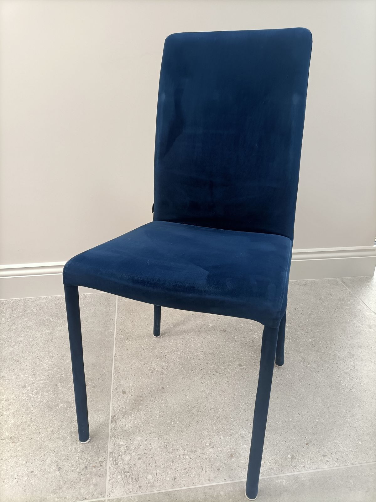Set Of 6 X Heal's Bronte Blue Velvet Dining Chairs photo furniture