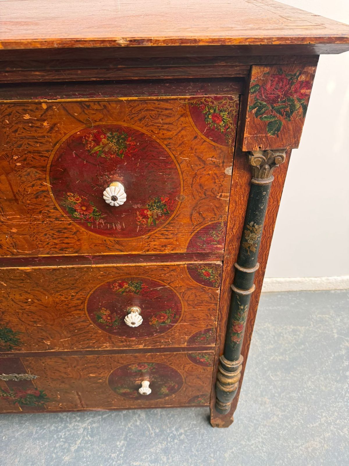 An Originally Painted Antique  Pine Genuine Hungarian Chest Of Drawers photo vintage