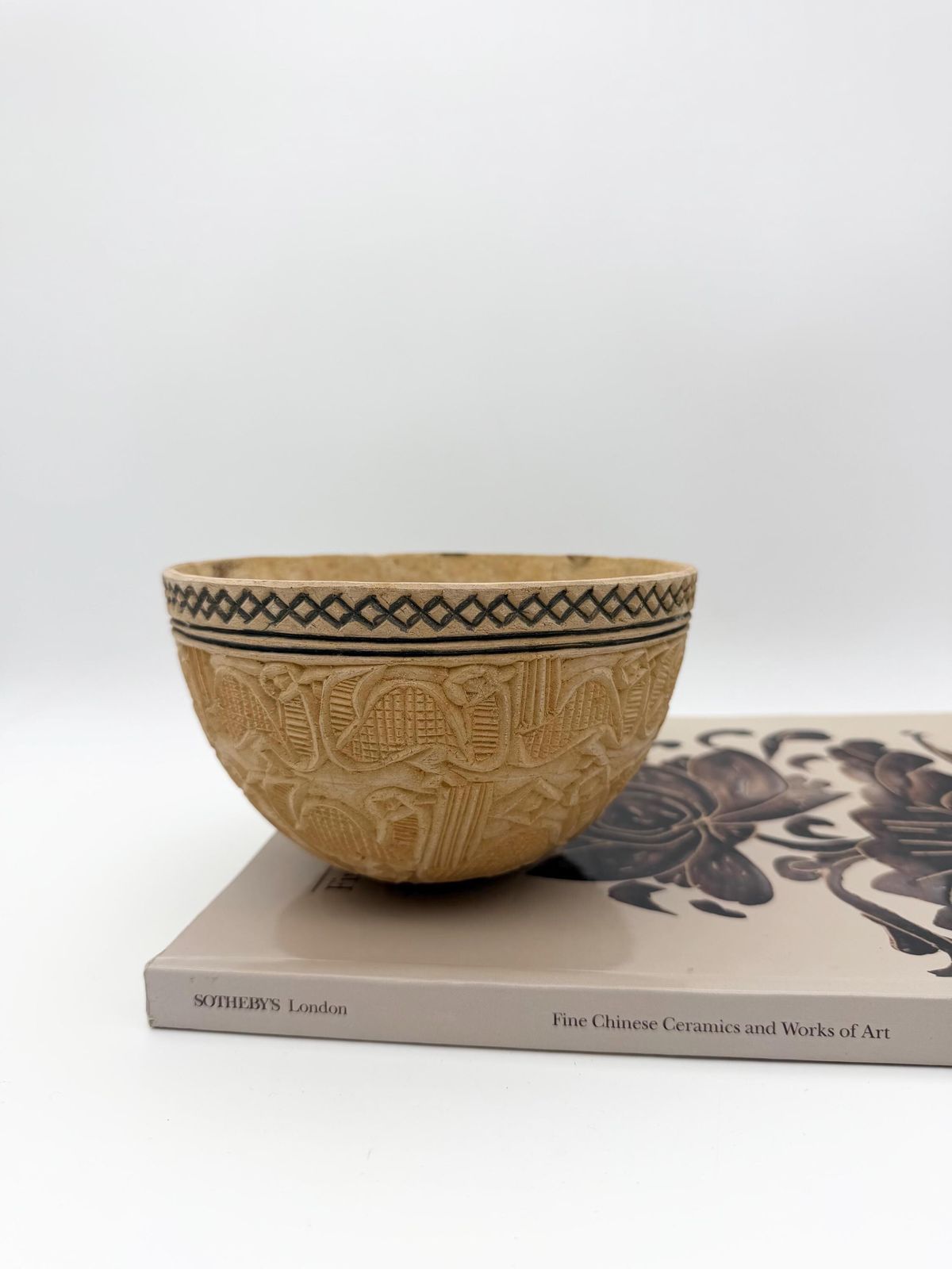 photo for sale West African Calabash Gourd Bowl, Hand Carved Gourd, Tribal Collectible