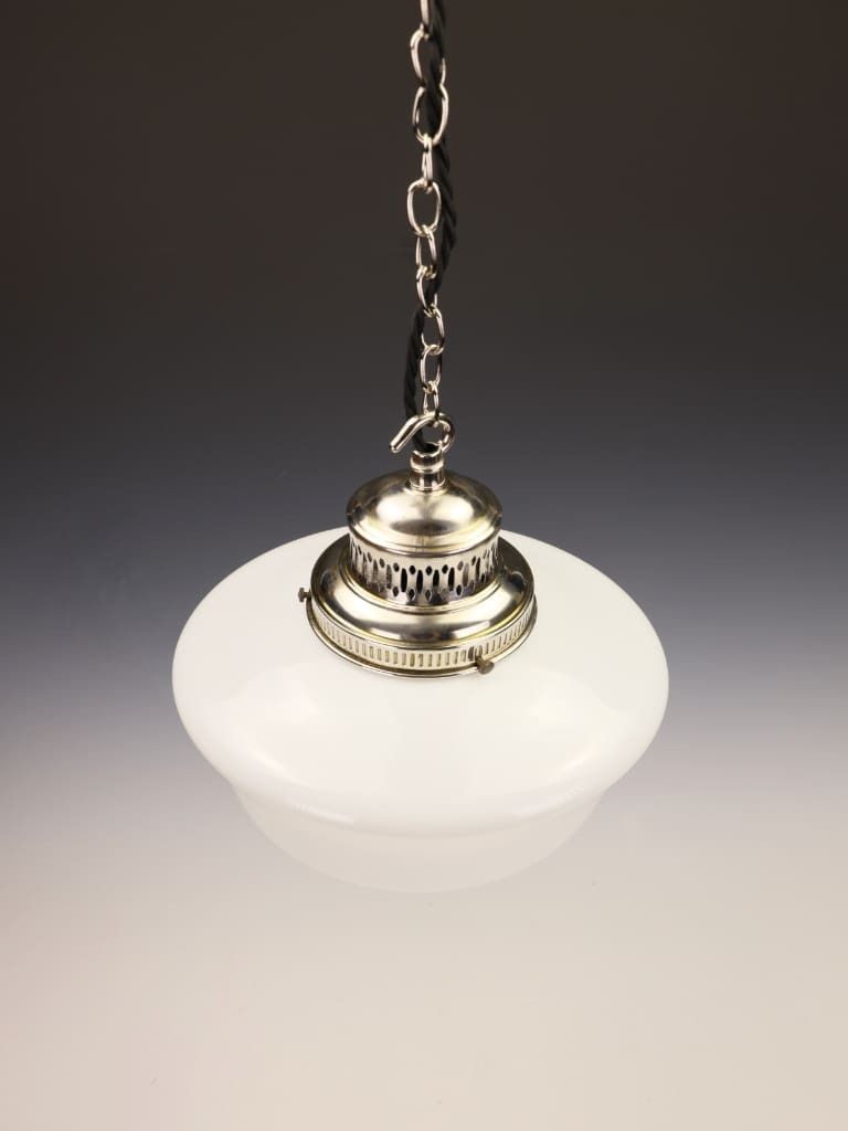 Fine Antique Opaline Pendant Light With Silver Plated Gallery photo Lighting