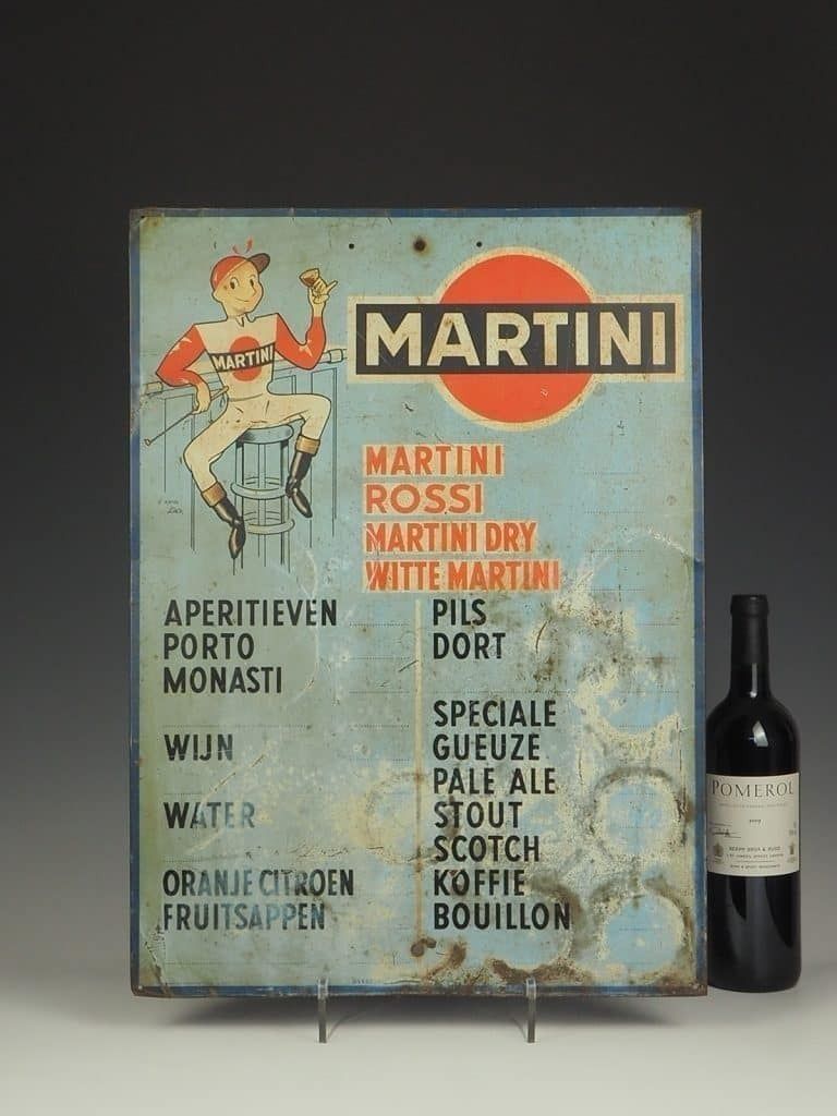 1950s Martini Advertising Drinks Sign Jockey Leon photo vintage