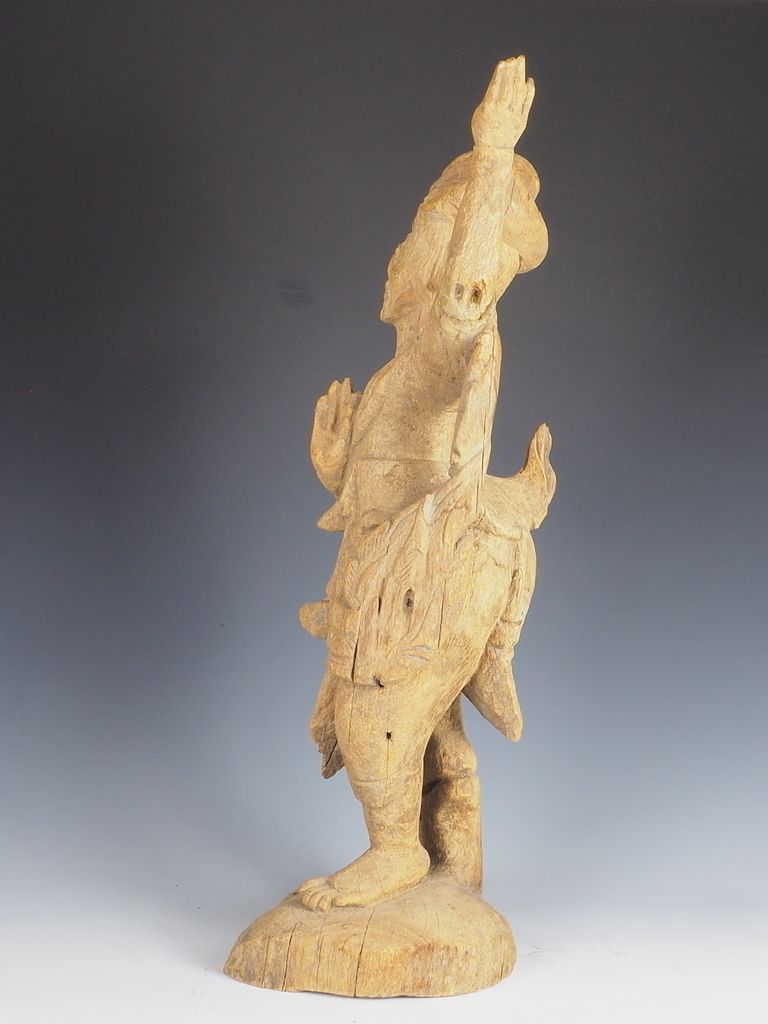 Home Decor Antique Carved Thai Wooden Sculpture Of A Dancing Apsara photo