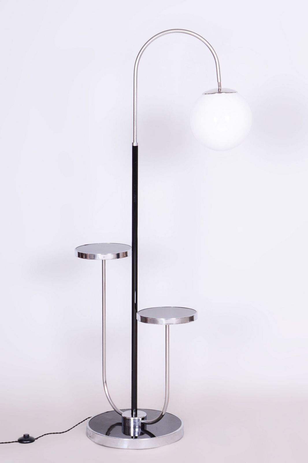 Restored Bauhaus Floor Lamp, J. Halabala, Up Zavody, Chrome, Czechia, 1930s