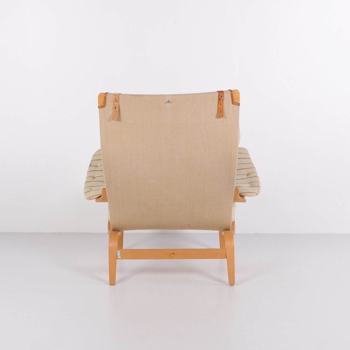 Bruno Mathsson Pernilla Armchair Model 69 In Striped Fabric For Dux, 1960s photo for sale