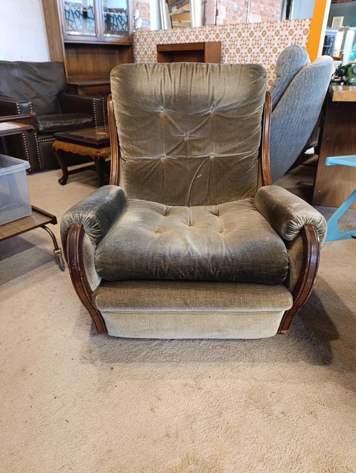 1970s Curved Arm Lounge Chair | Mid Century Sculptural Armchair