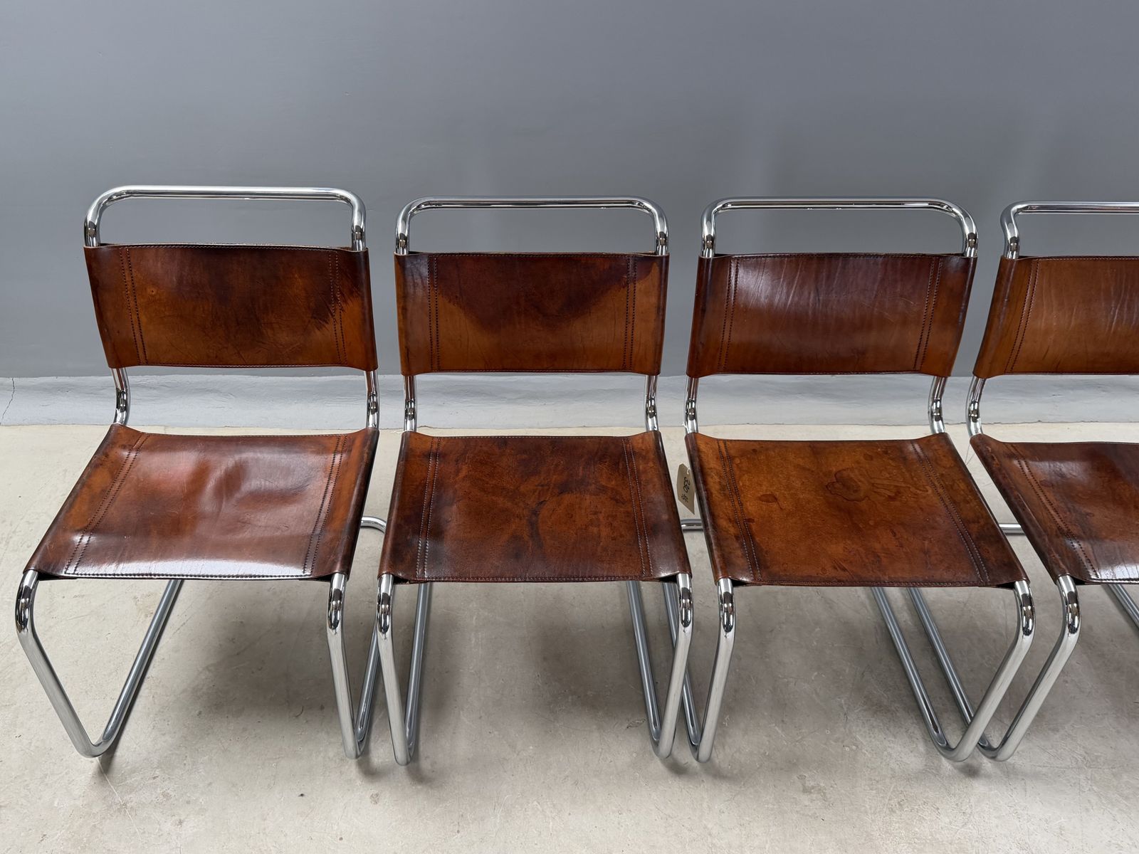 6 Dining Chairs Mart Stam Marcel Breuer S33 Set Of Six Fasem Chrome Tan Brown Cognac Leather Cantilever Bauhaus 6 Mid Century Dining Chairs photo Furniture