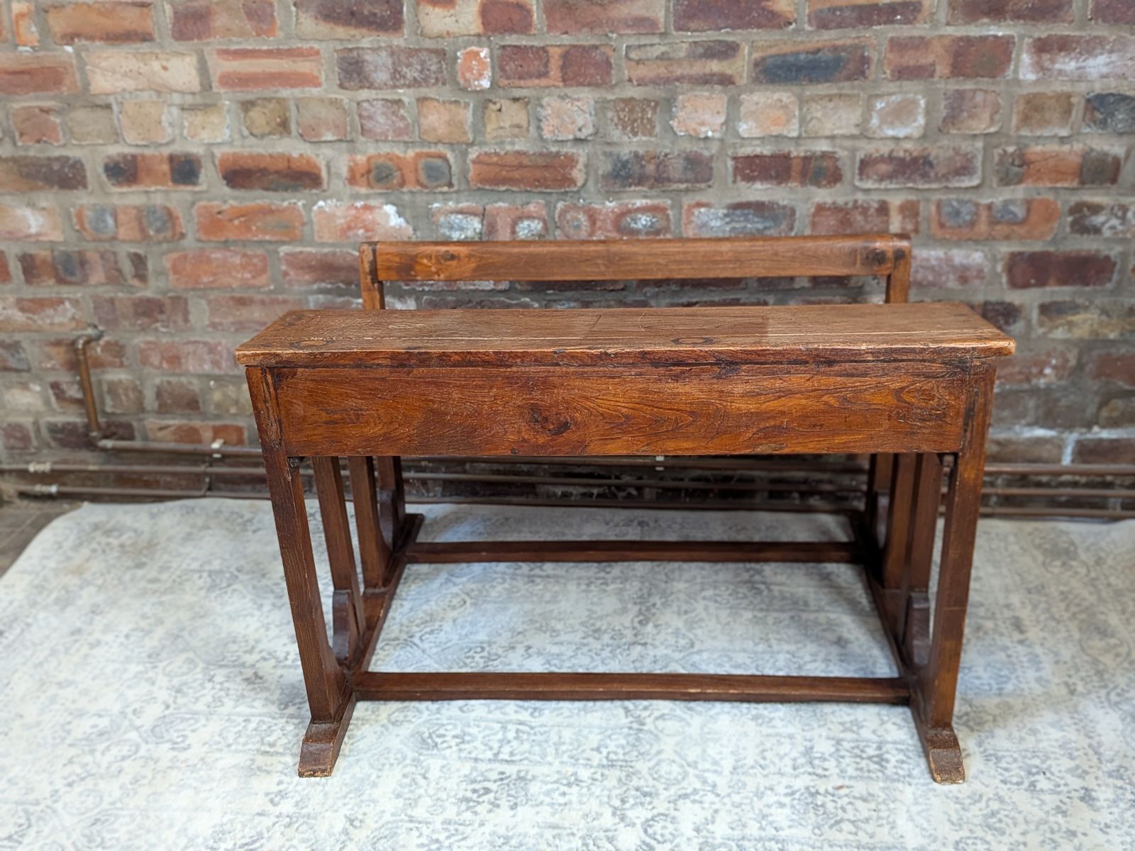 Antique Oak Double School Desk photo Furniture