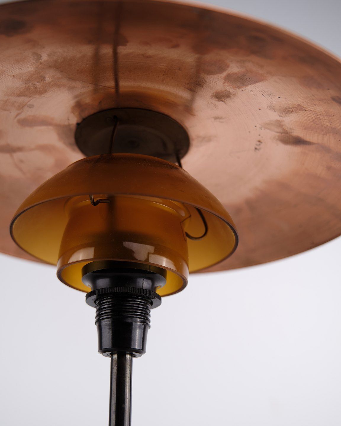 Poul Henningsen Table Lamp Model Ph 3.5/2 In Copper With Amber Shades And Base In Burnished Brass, Louis Poulsen 1930s photo 4775.0