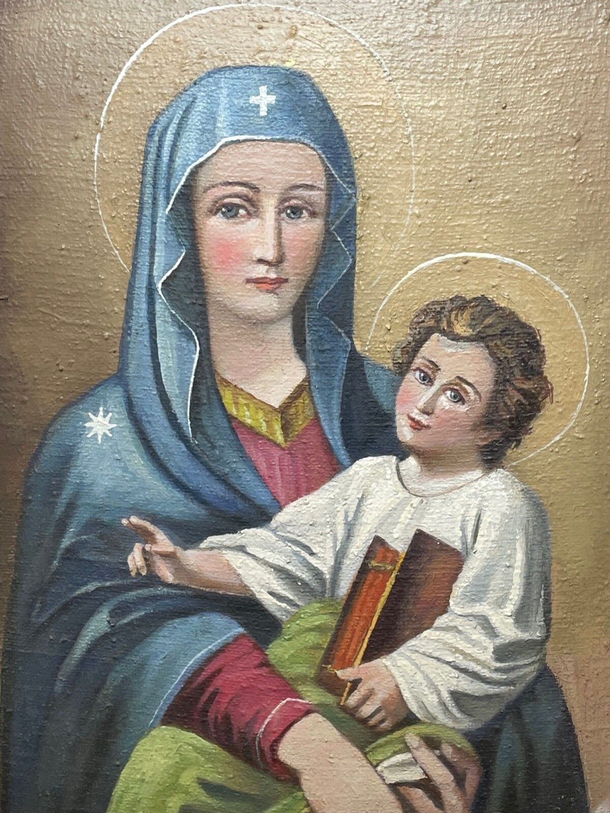 After Rome’s Madonna Del Popolo Large Madonna & Child Icon Oil Portrait photo for sale