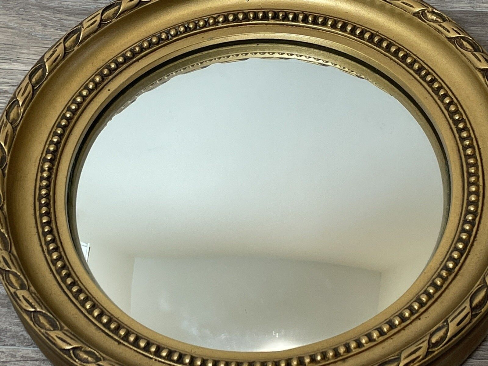 photo for sale Beautiful Small Rare E Gomme English Gilt Eagle Crown Convex Wall Mirror C1950s