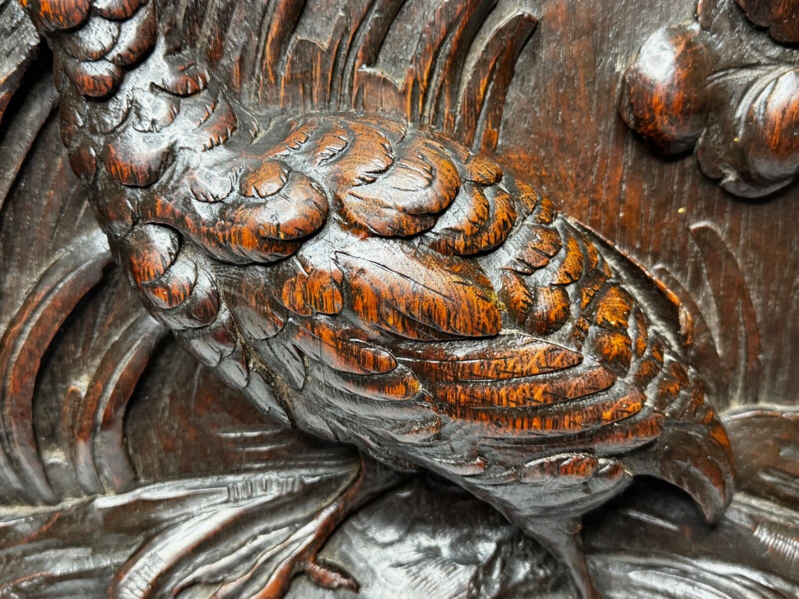photo buy 🏛️ Exceptional Victorian Carved Hunting Panel Pugin Design Grouse In Wetlands
