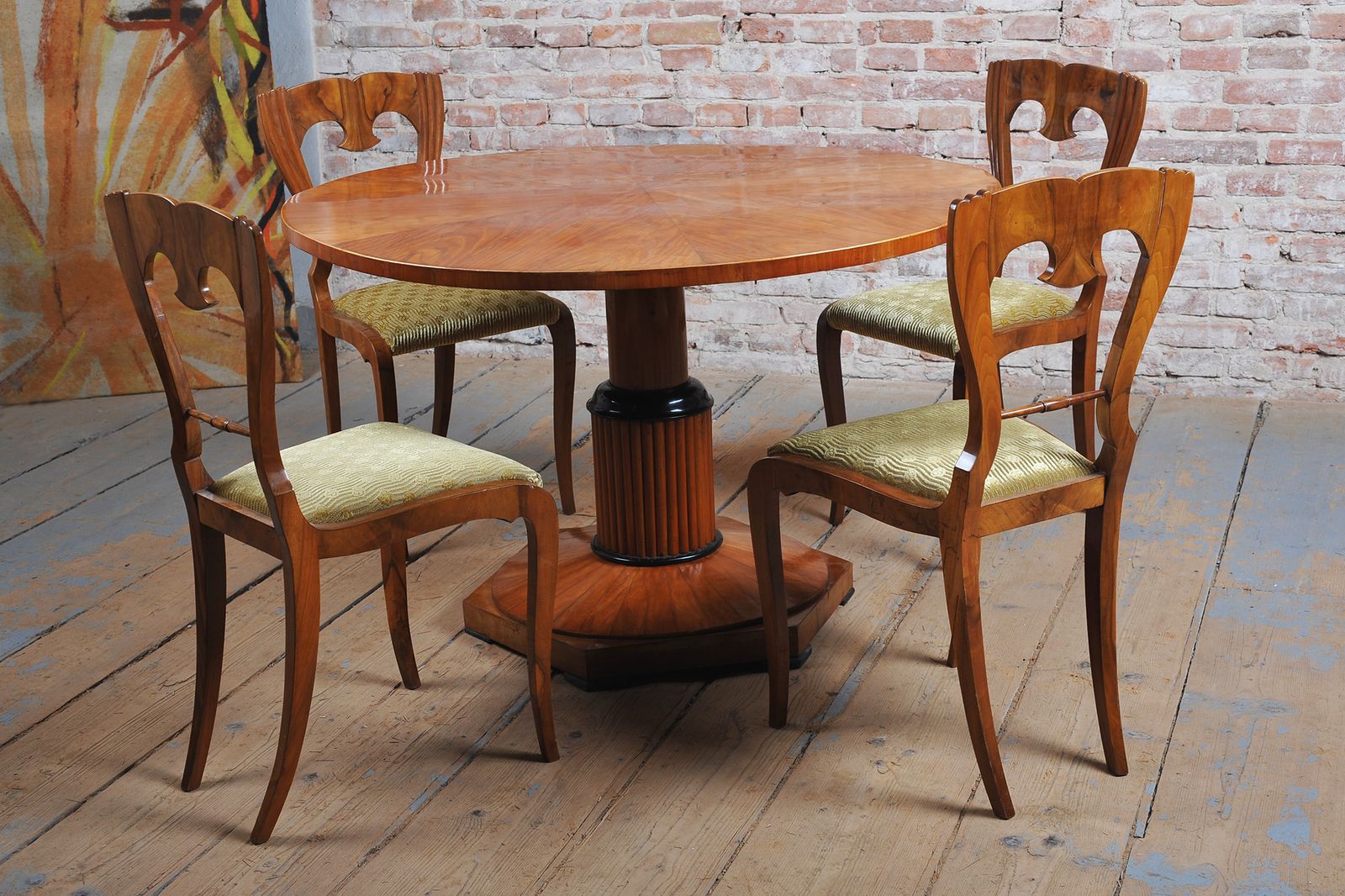 Set Of Four Restored Biedermeier Chairs, Walnut, Revived Polish, Czech, 1840s photo for sale