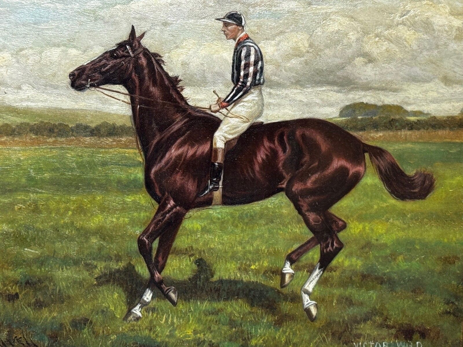 Oil Painting Victor Wild Winner At Kempton Park June 1897 Mornington Cannon Up photo furniture