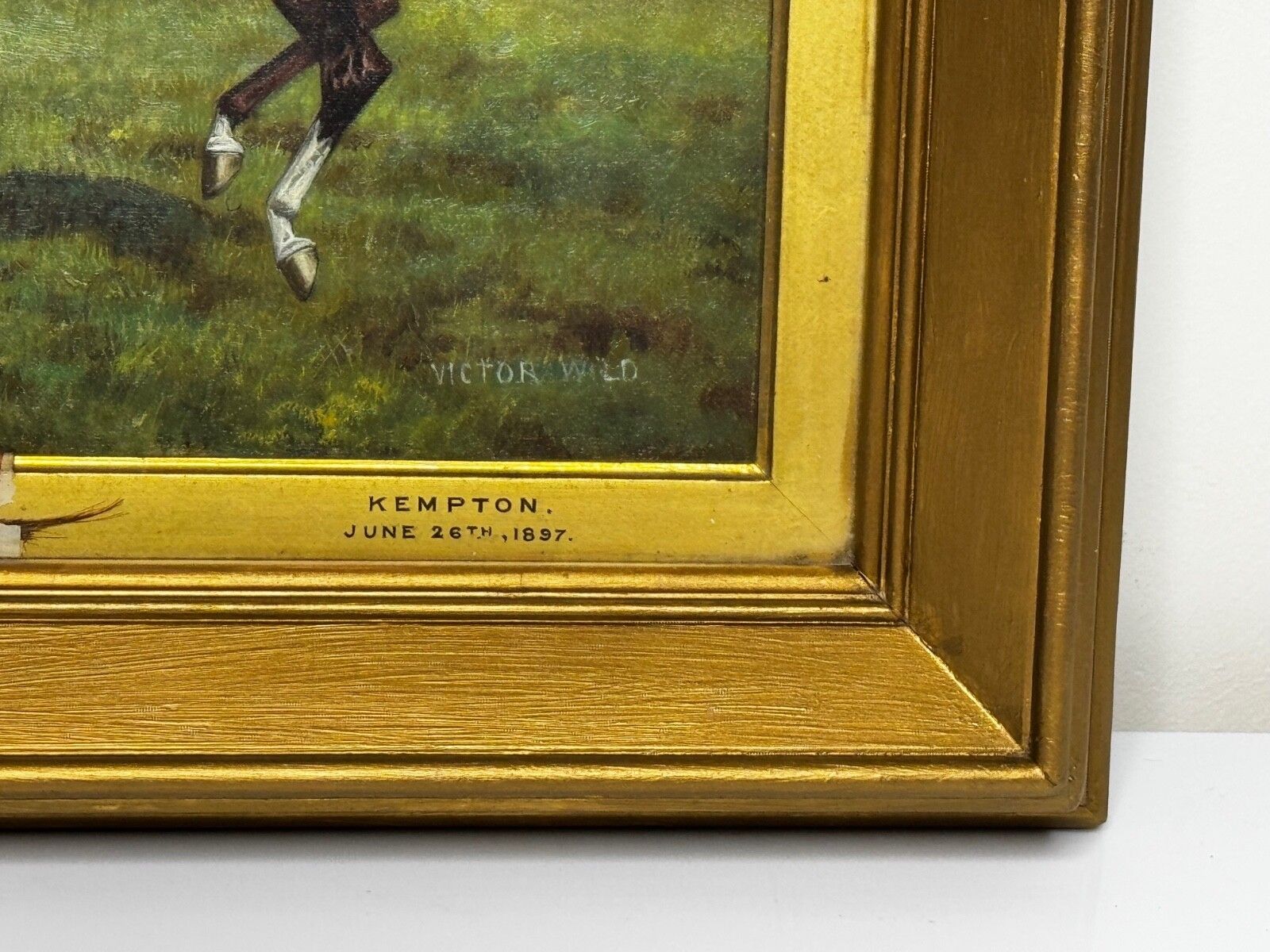 Oil Painting Victor Wild Winner At Kempton Park June 1897 Mornington Cannon Up photo for sale