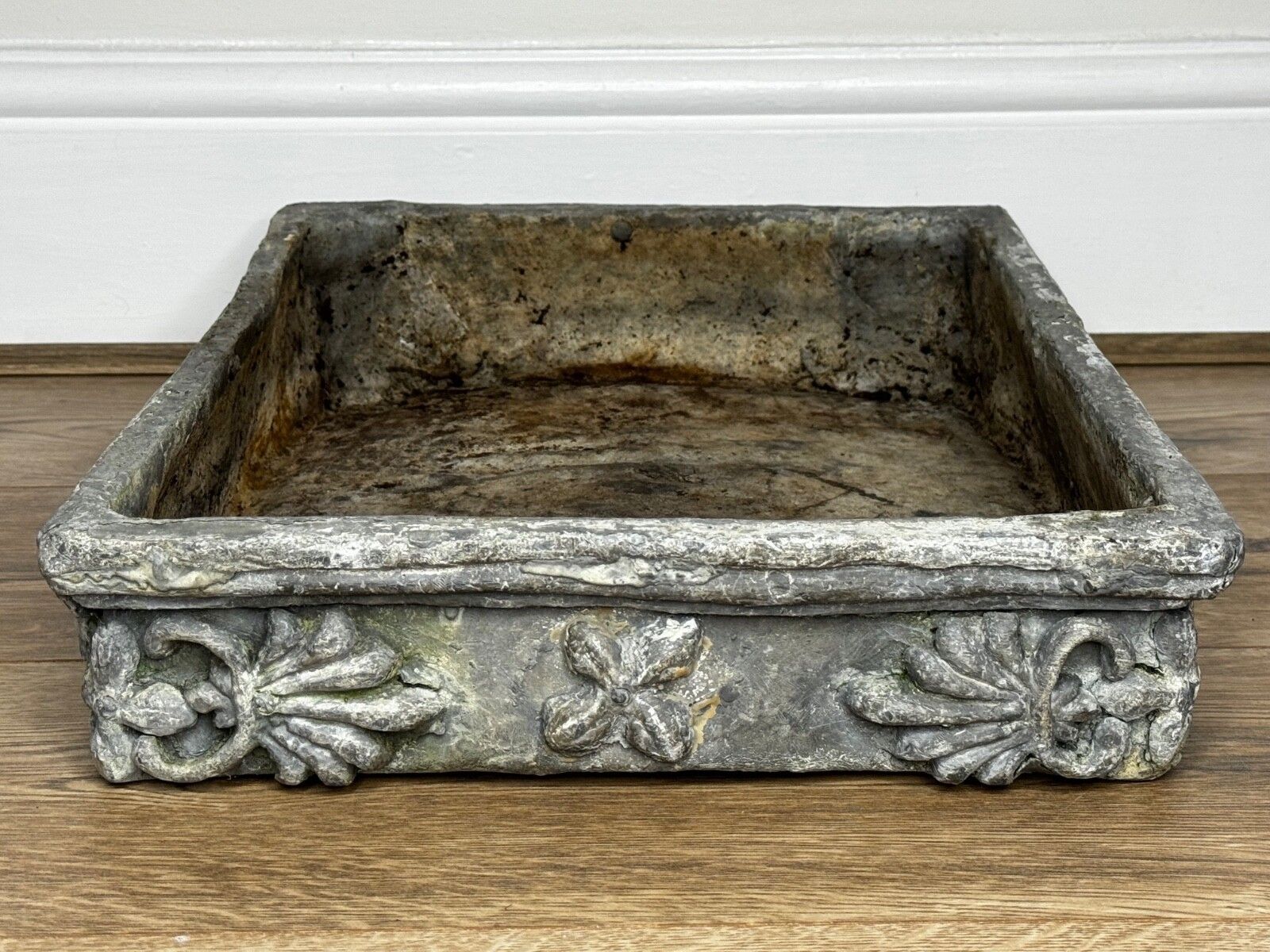 Garden Decor Georgian British Small Architectural Poppy Window Sill Lead Garden Planter photo