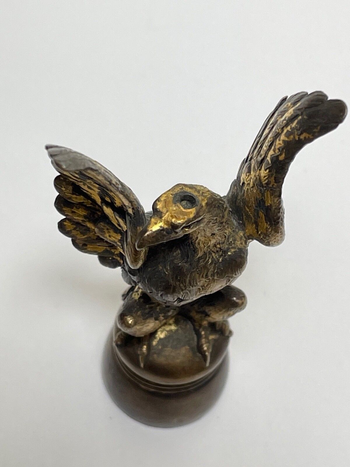 French 19th Century Gilt Bronze Eagle Bird Desk Wax Seal Stamp Sculpture photo buy