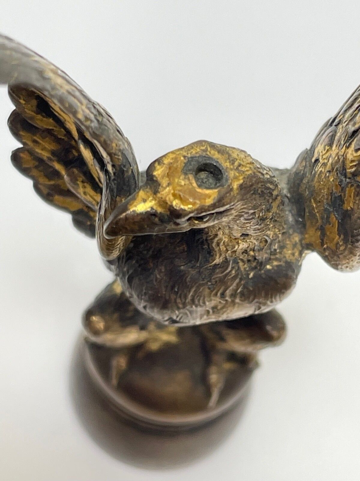 French 19th Century Gilt Bronze Eagle Bird Desk Wax Seal Stamp Sculpture photo vintage