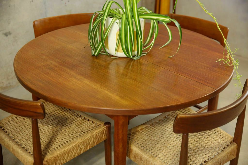 Nils Jonsson Swedish Extending Troeds Teak Dining Table With 4 Papercord Chairs By Arne Hovmand Olsen For Mogens Kold photo for sale