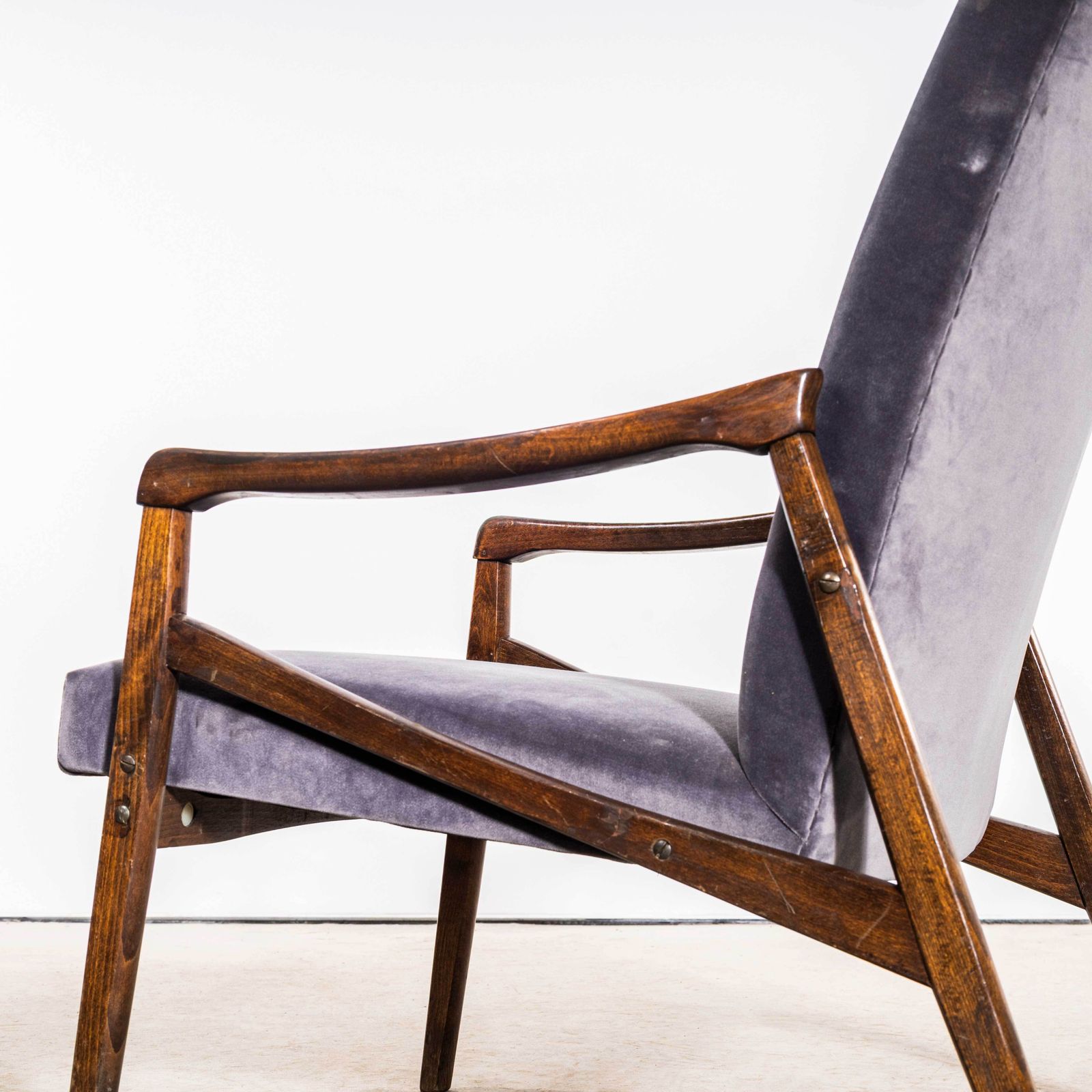 1950’s Jaroslav Smidek Original Re Upholstered Armchairs In Grey Cotton Velvet photo 474.0