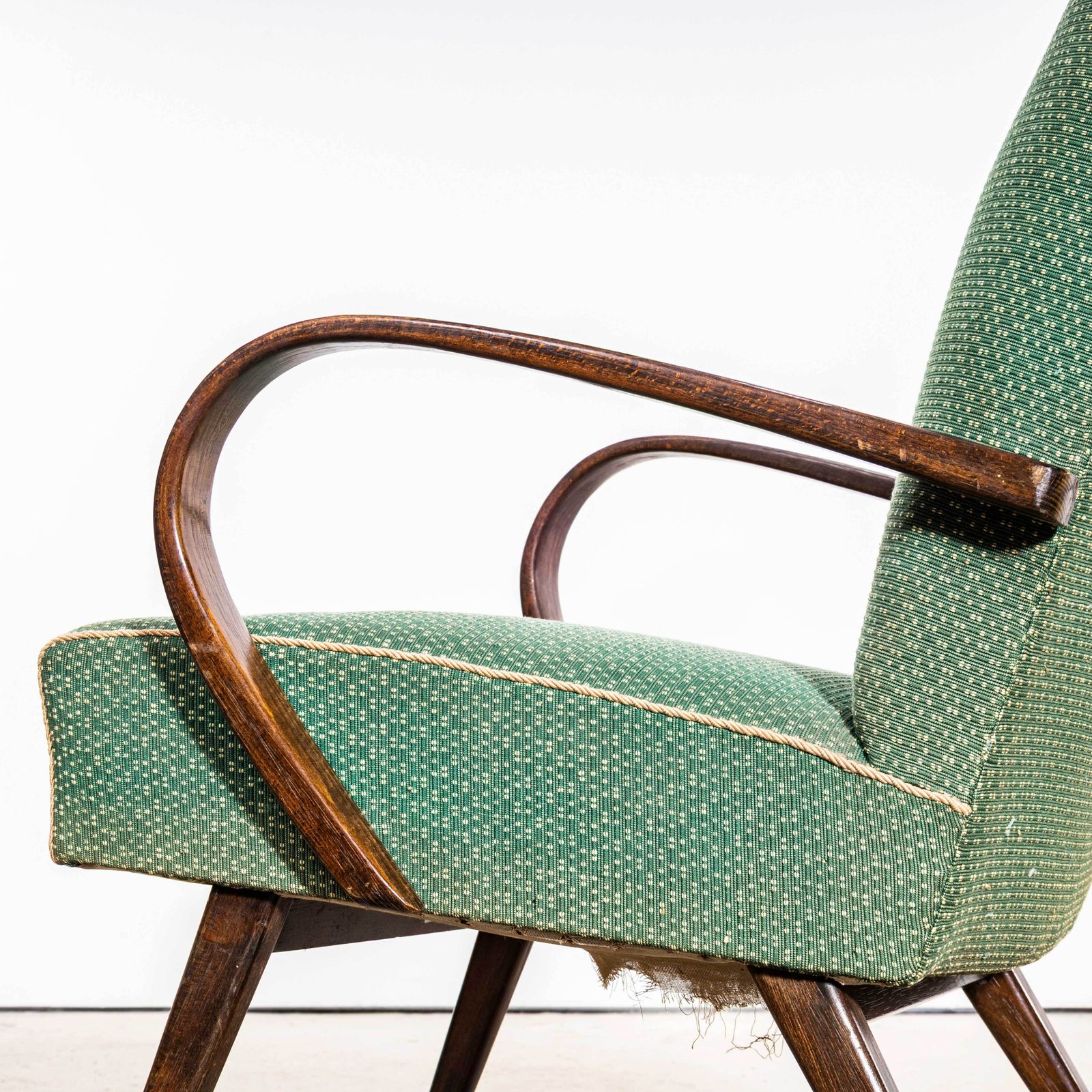 1950’s Jaroslav šmídek Original Sprung Seat Armchairs In Geometric Jacquard Fabric photo 414.0
