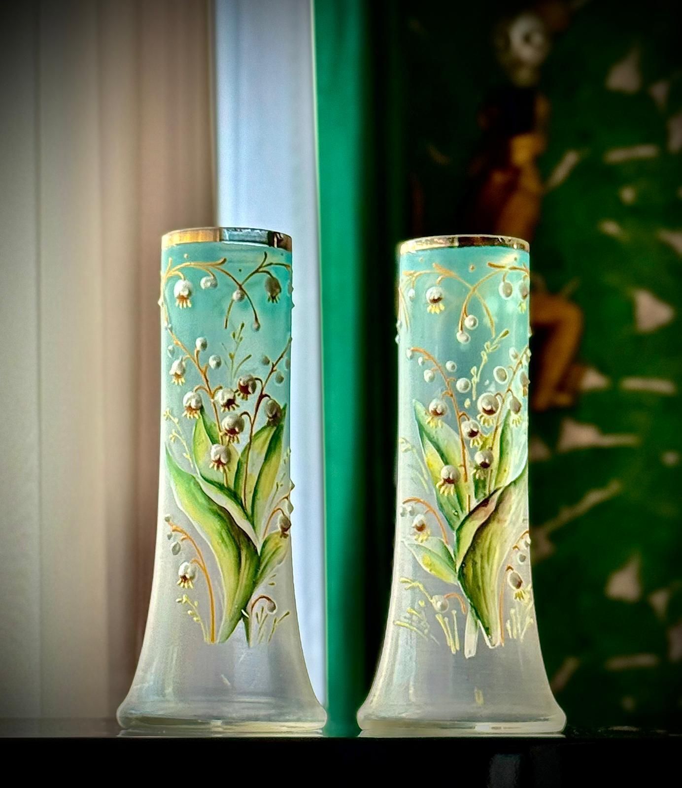 Pair Of Art Nouveau Satin Glass Vases, Attributed To Legras photo vinterior