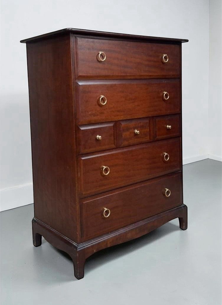 Stag Minstrel Mahogany 7 Drawer Tall Boy Chest Of Drawers Mid Century Retro photo Furniture