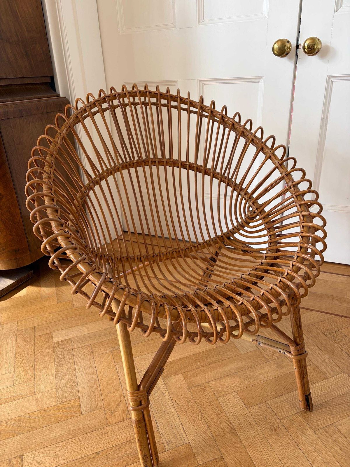 Franco Albini Pair Rattan Hoop Chairs 1950s Italian photo vinterior