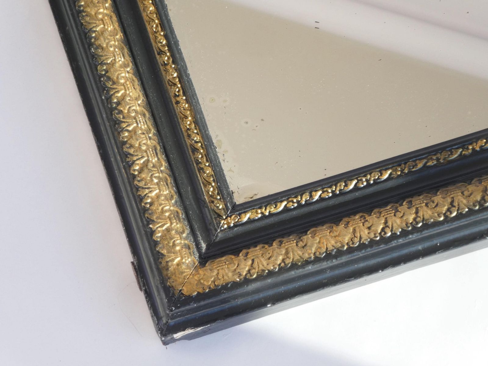 Tall Antique French Louis Philippe Mirror, Arched Gilt Wood 19th Century Mirror, Wall Mirror In Black And Gold photo buy