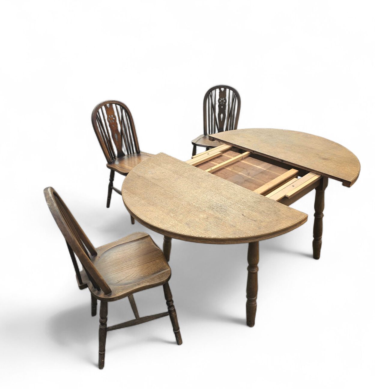 A Bit Wearthered Windsor Wheelback Dining Set (7) By The Oirschotse Meubelindustrie 1950s photo 1490.0