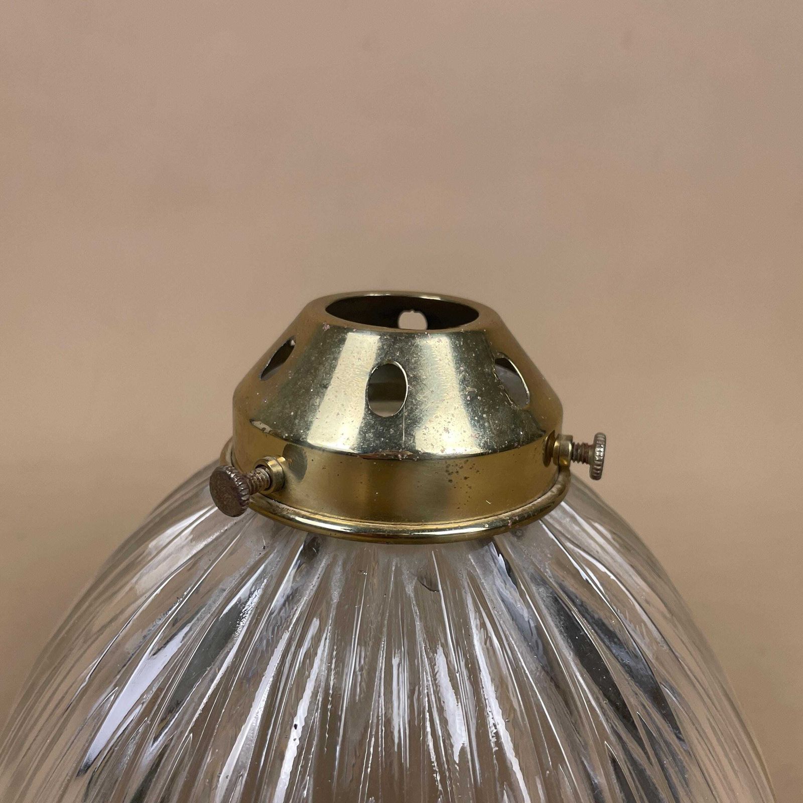 Glass Ceiling Lamp Shade Clear Textured Lampshade Tiffany Lightshade Light Patterned Pendant Art Deco Ribbed Scalloped Gold Fitting photo for sale