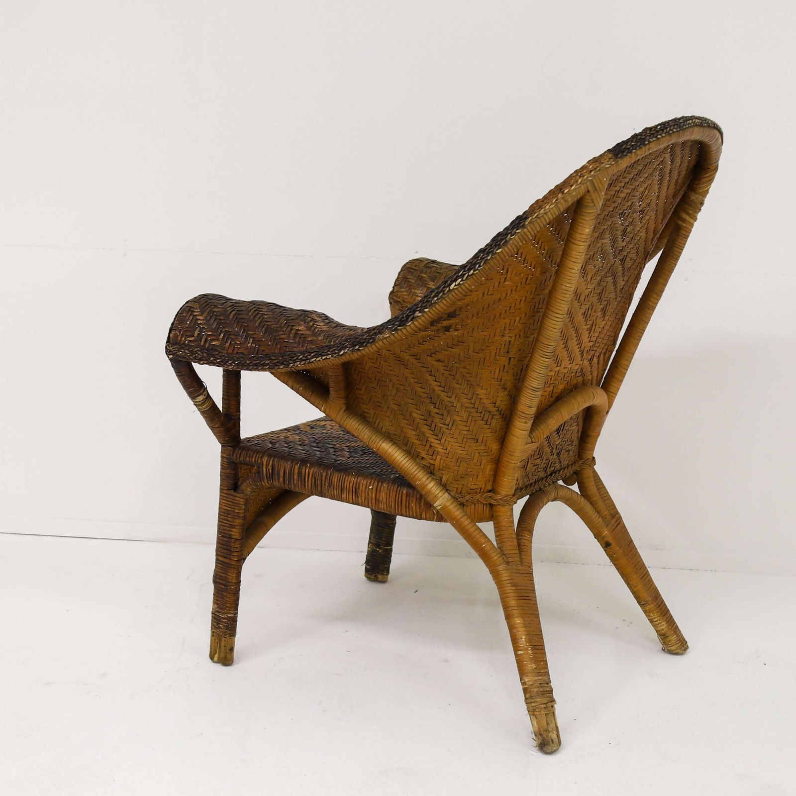 Furniture Decorative Early 20th Century Arts & Crafts Wicker Rattan Armchair By Dryad & Co photo